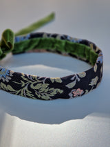 Hårbånd til bunad - sort med blomster